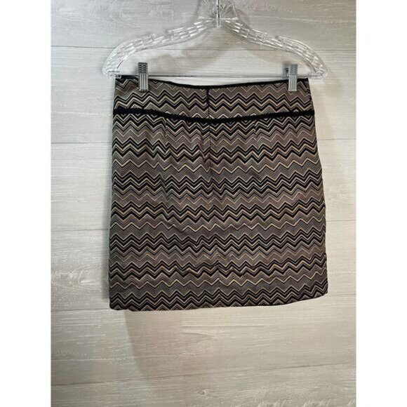 LOFT Skirt Pencil Short Skirt Lined Black‎ Brown 4P - Picture 5 of 5